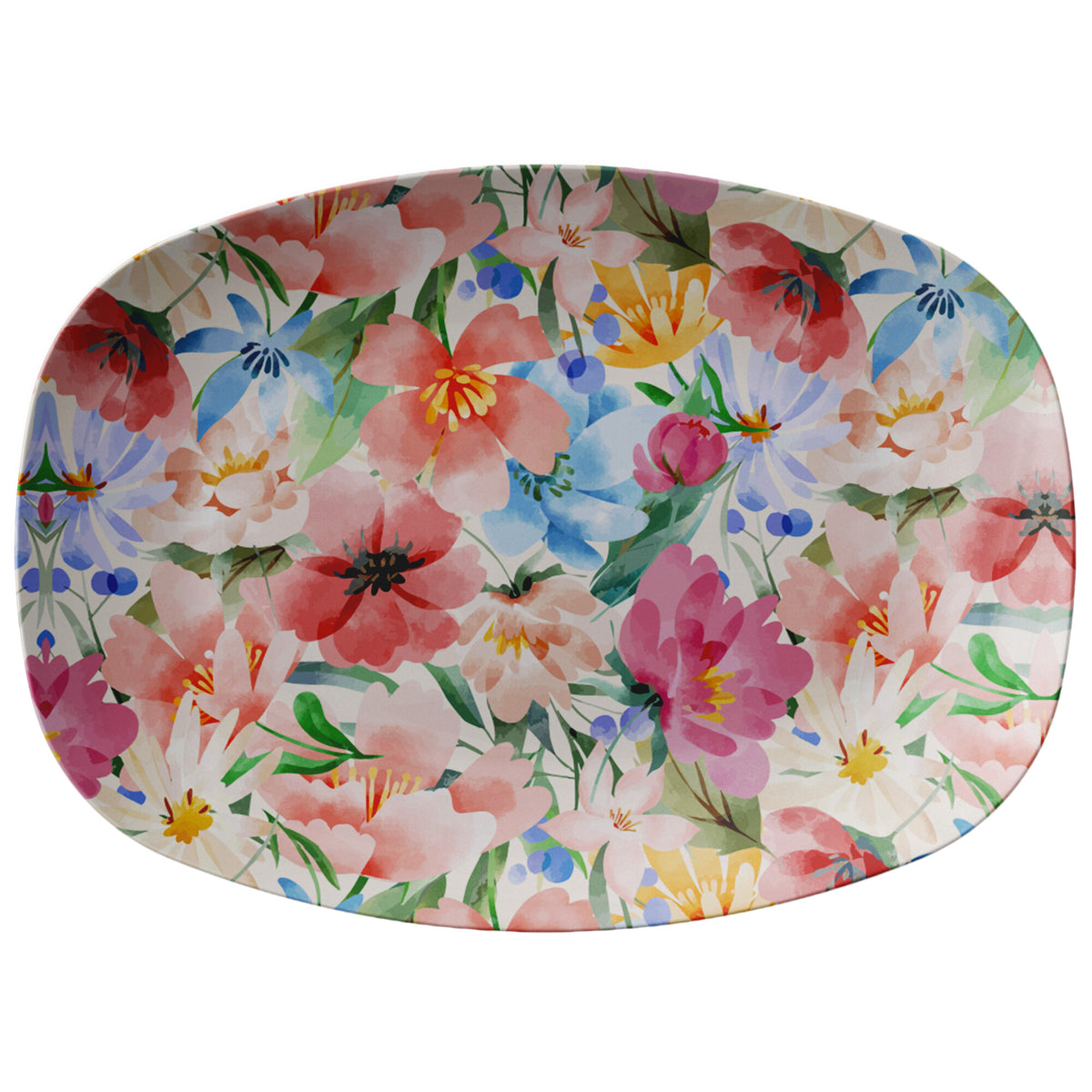 Watercolor Floral Platter Kitchenware teelaunch   