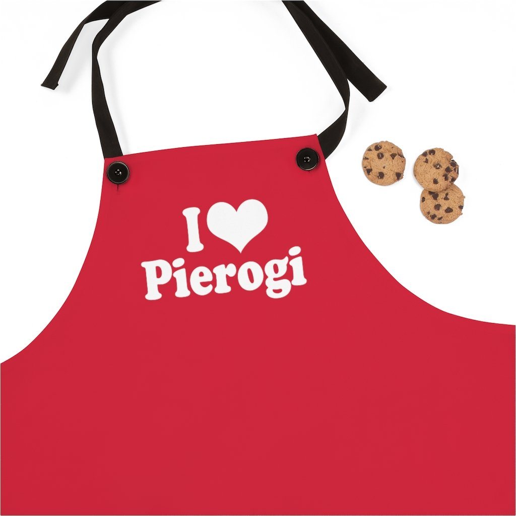 I Love Pierogi Poly Twill Apron Accessories Printify One Size  
