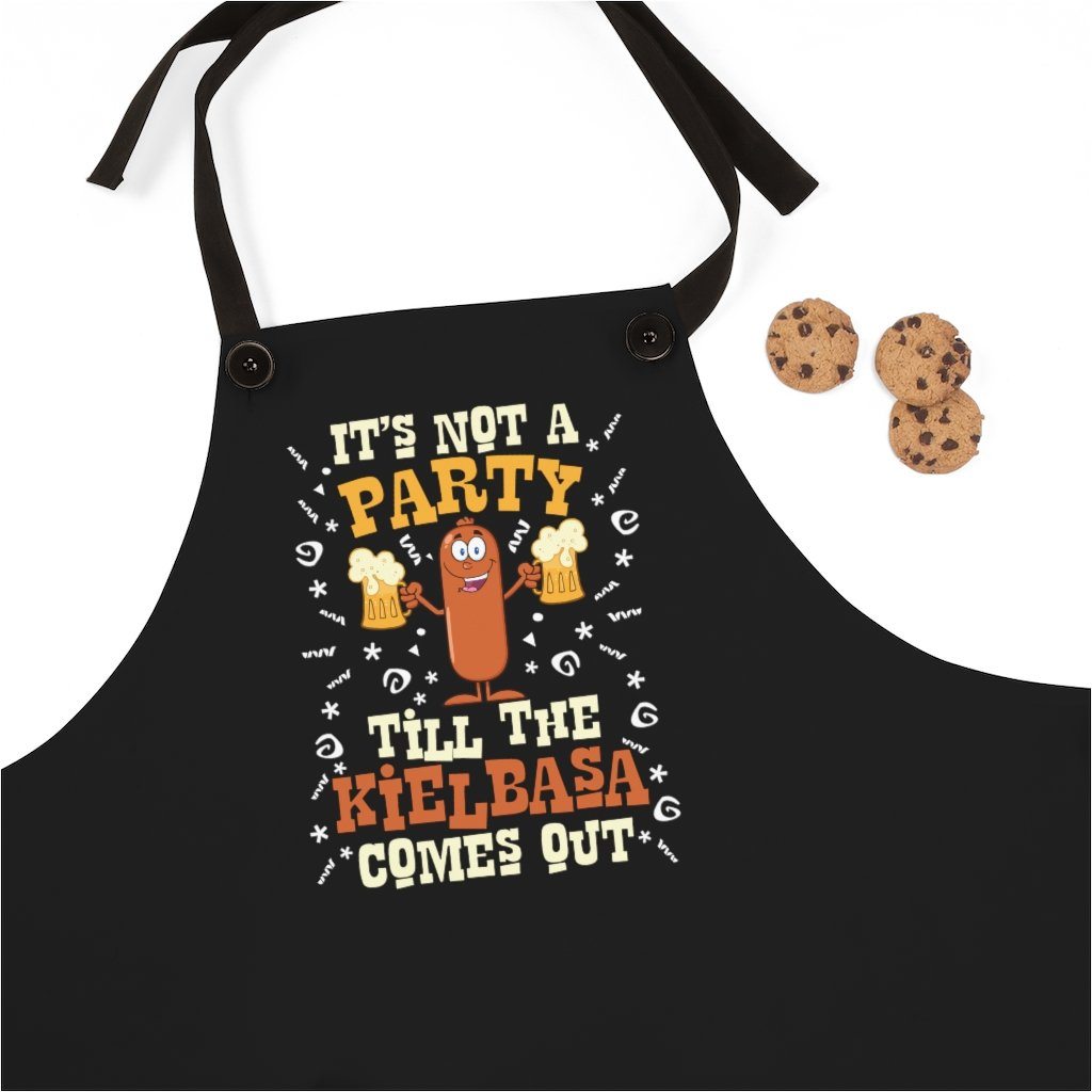 It&#39;s Not A Party Till The Kielbasa Comes Out Poly Twill Apron Accessories Printify One Size  