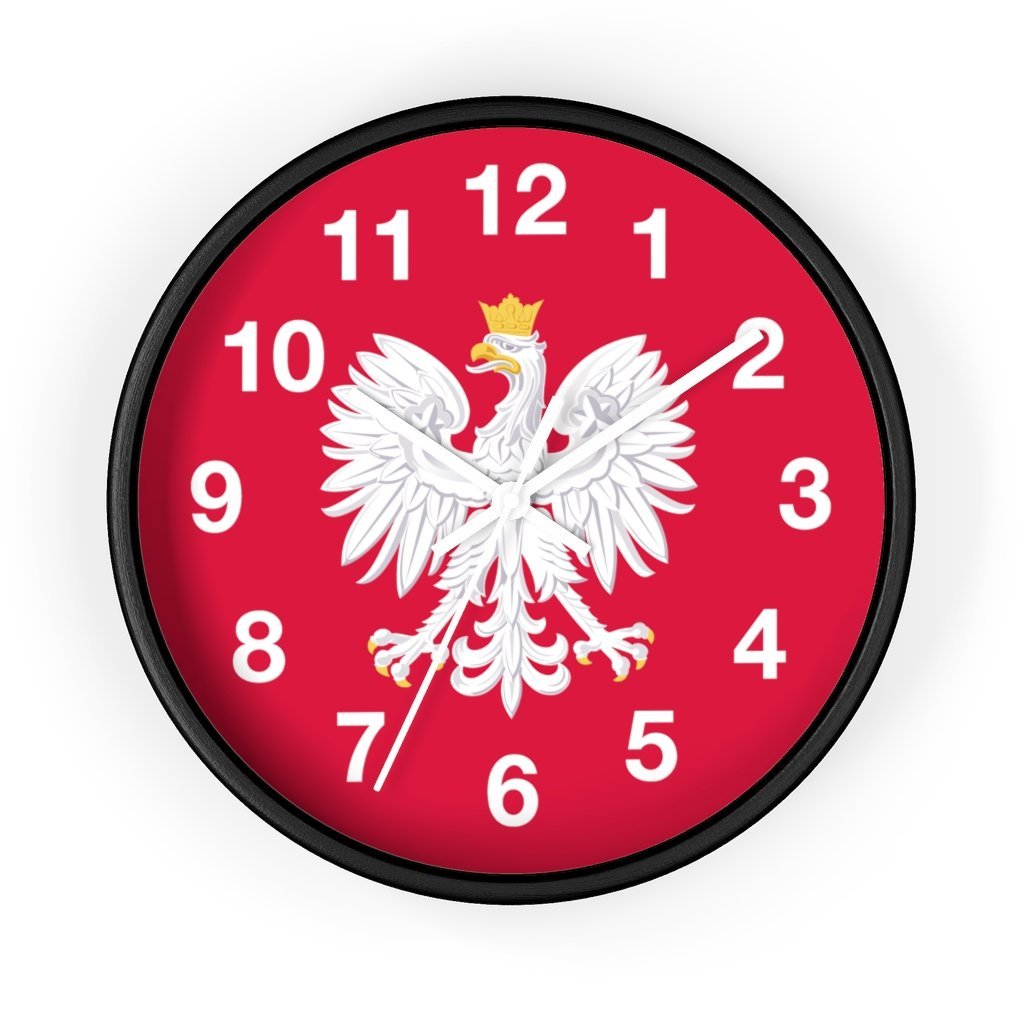 Polish Eagle Wall Clock Home Decor Printify 10 in Black White