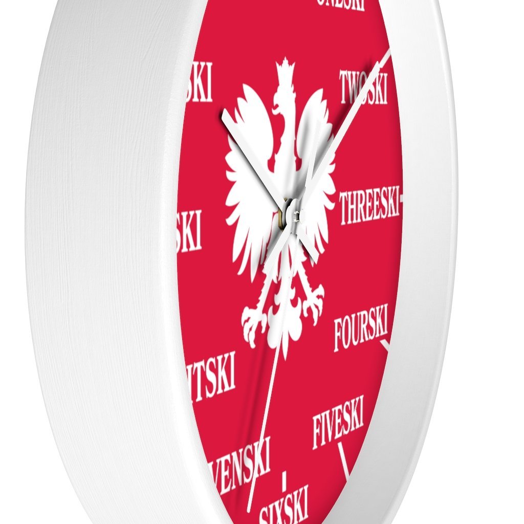 Polish Surname Ski Funny Indoor Wall Clock Home Decor Printify   