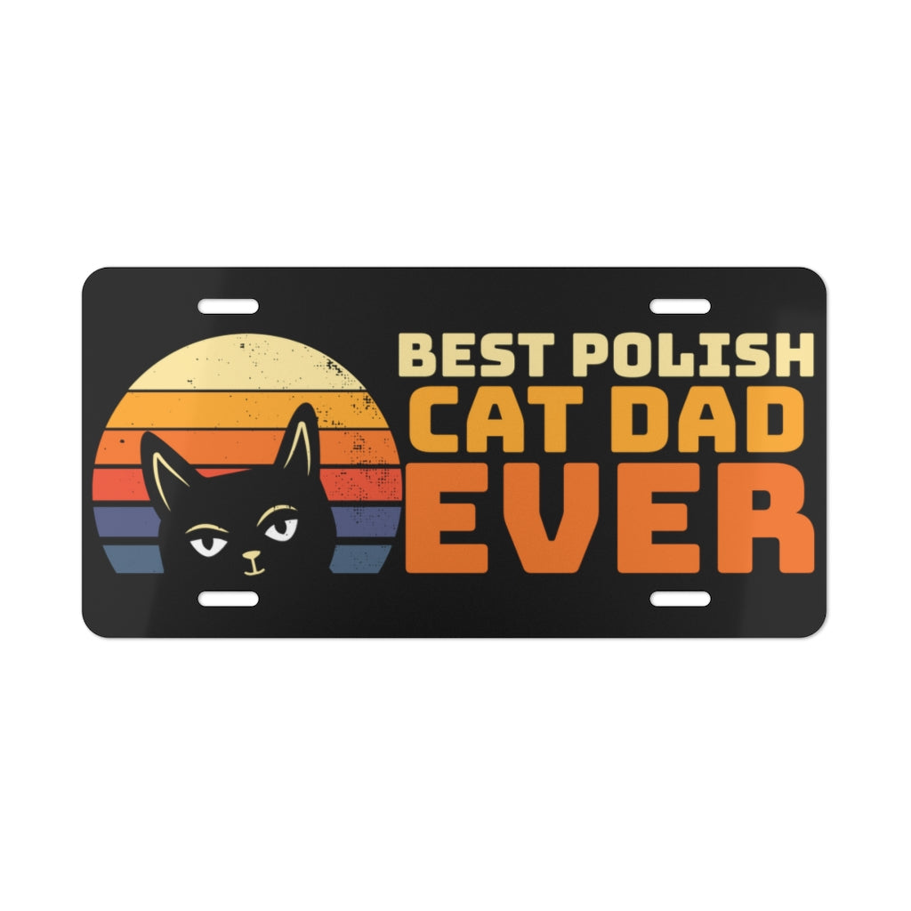 Best Polish Cat Dad Vanity Plate Accessories Printify 12&quot; × 6&quot;  