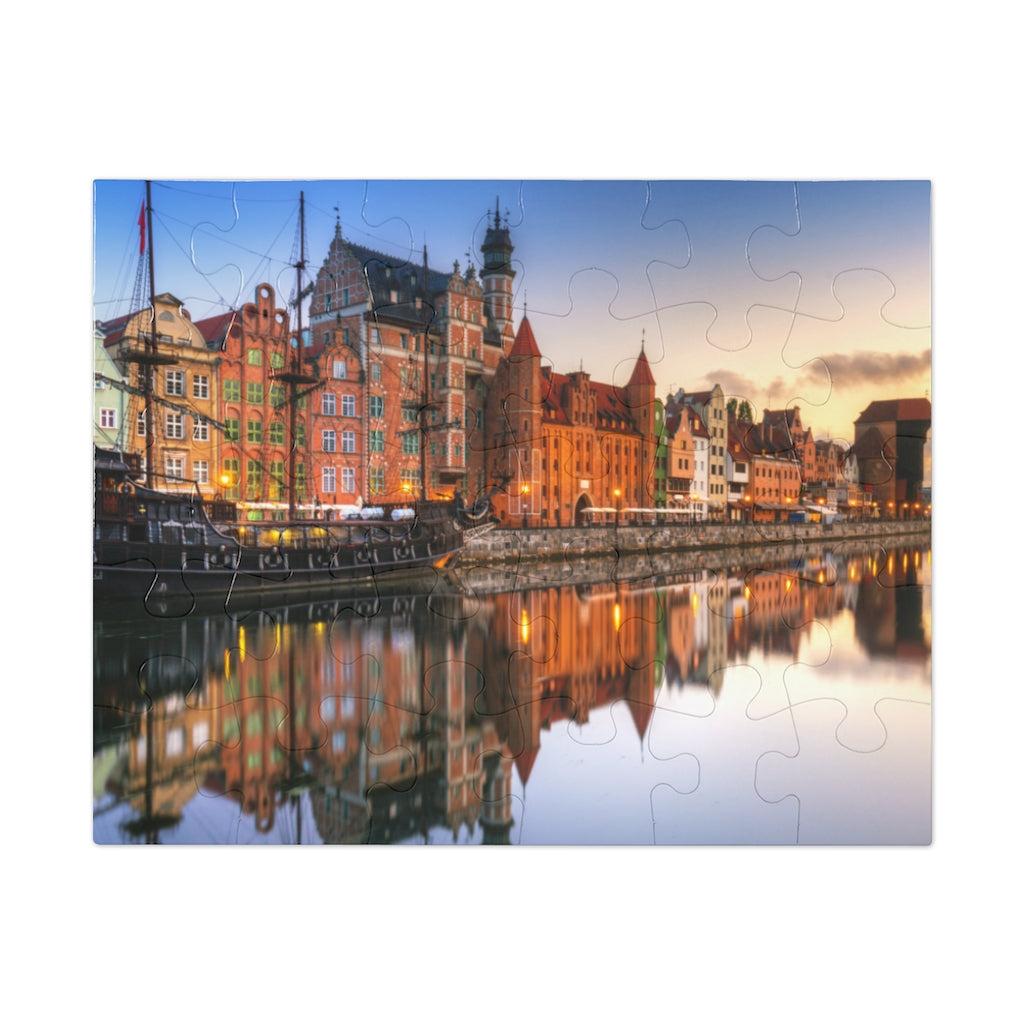 Gdansk Old Town With Motlawa River Jigsaw Puzzle Puzzle Printify 9.6" × 8" (30 pcs)  