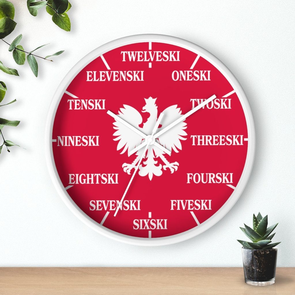 Polish Surname Ski Funny Indoor Wall Clock Home Decor Printify   