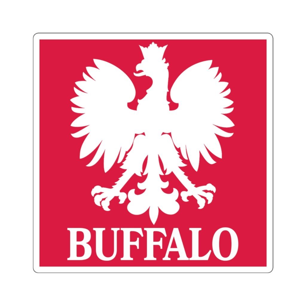 Buffalo NY Polish Eagle Square Sticker Paper products Printify   