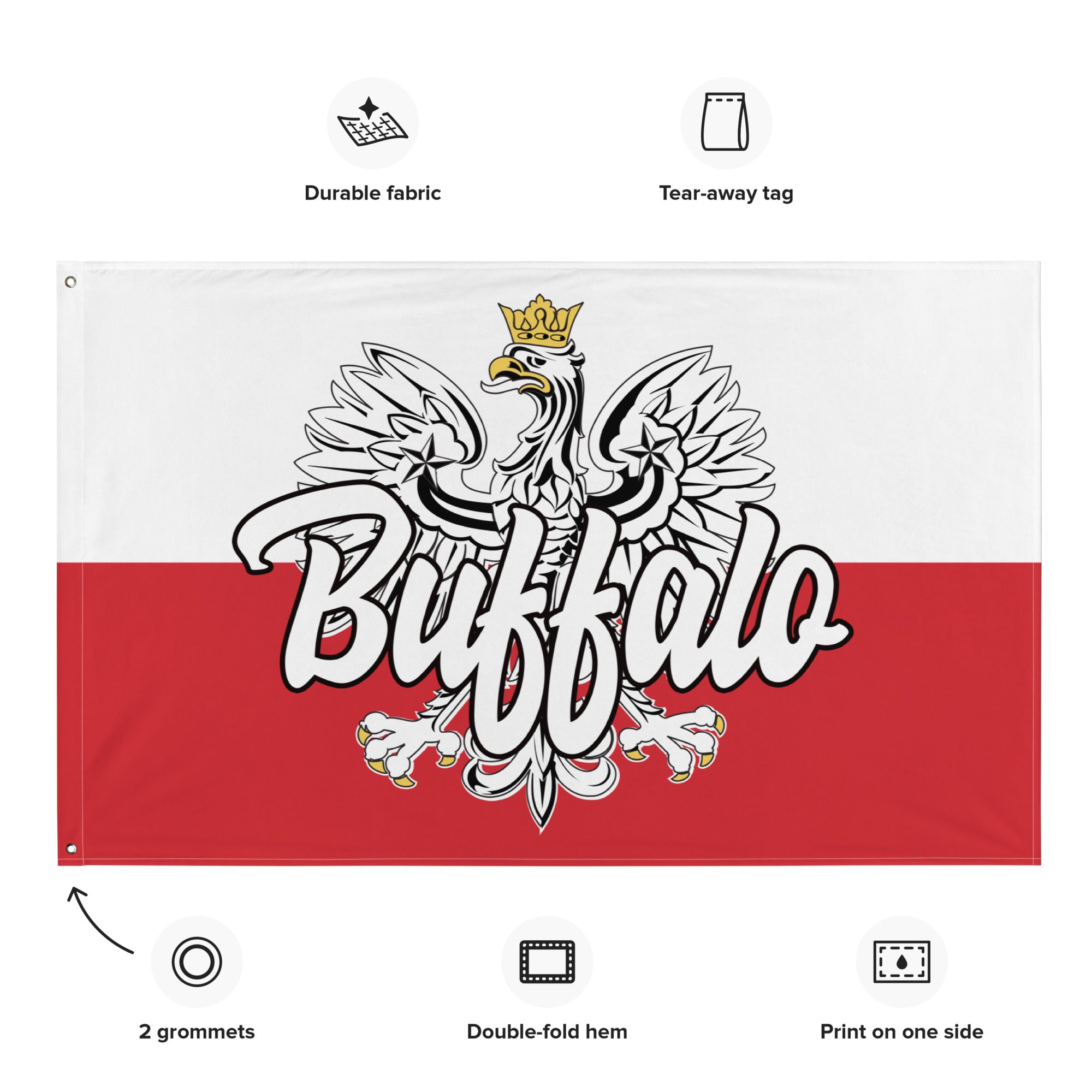 Polish Buffalo NY Indoor Wall Flag  Polish Shirt Store   