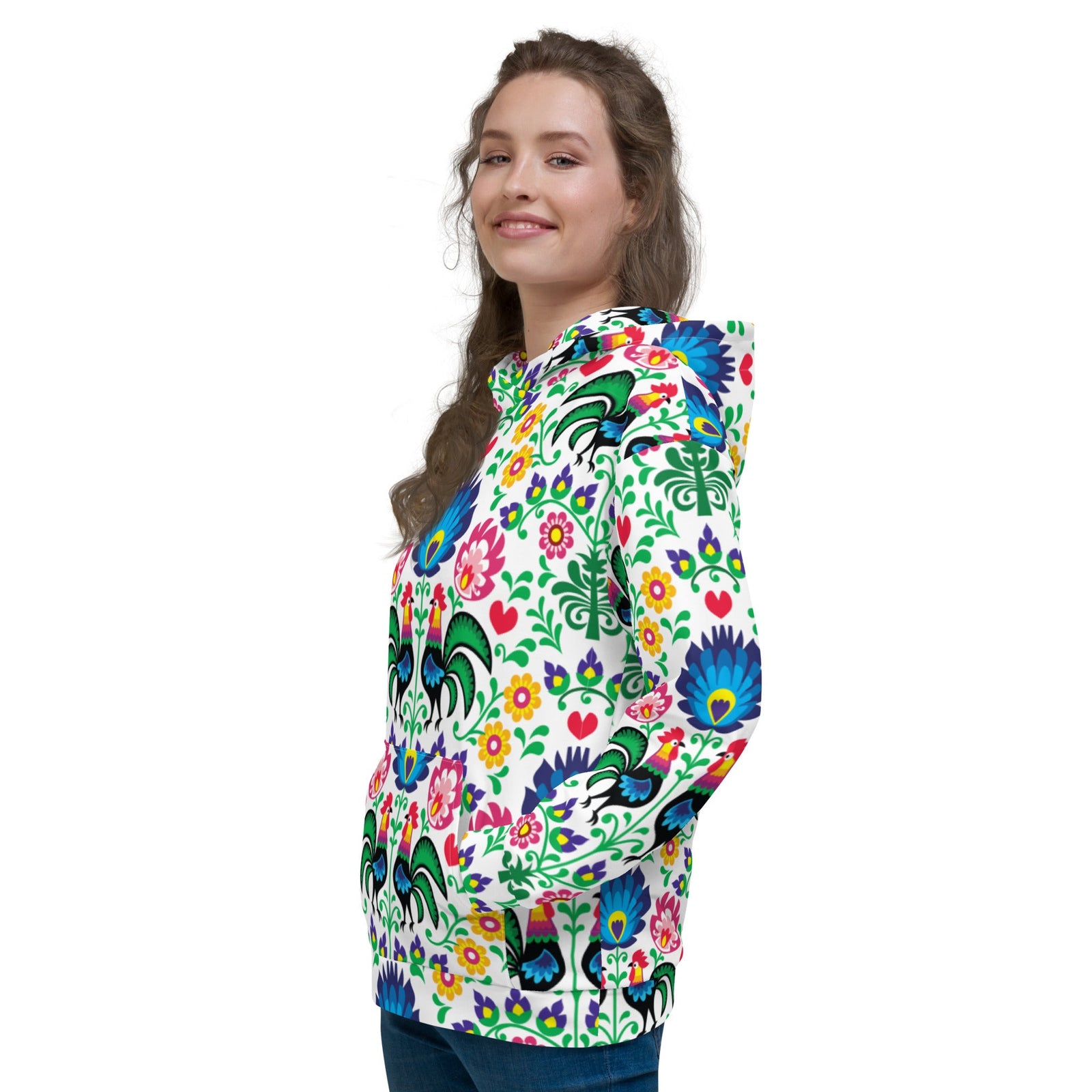 Wycinanki Rooster All Over Print Unisex Hoodie  Polish Shirt Store   