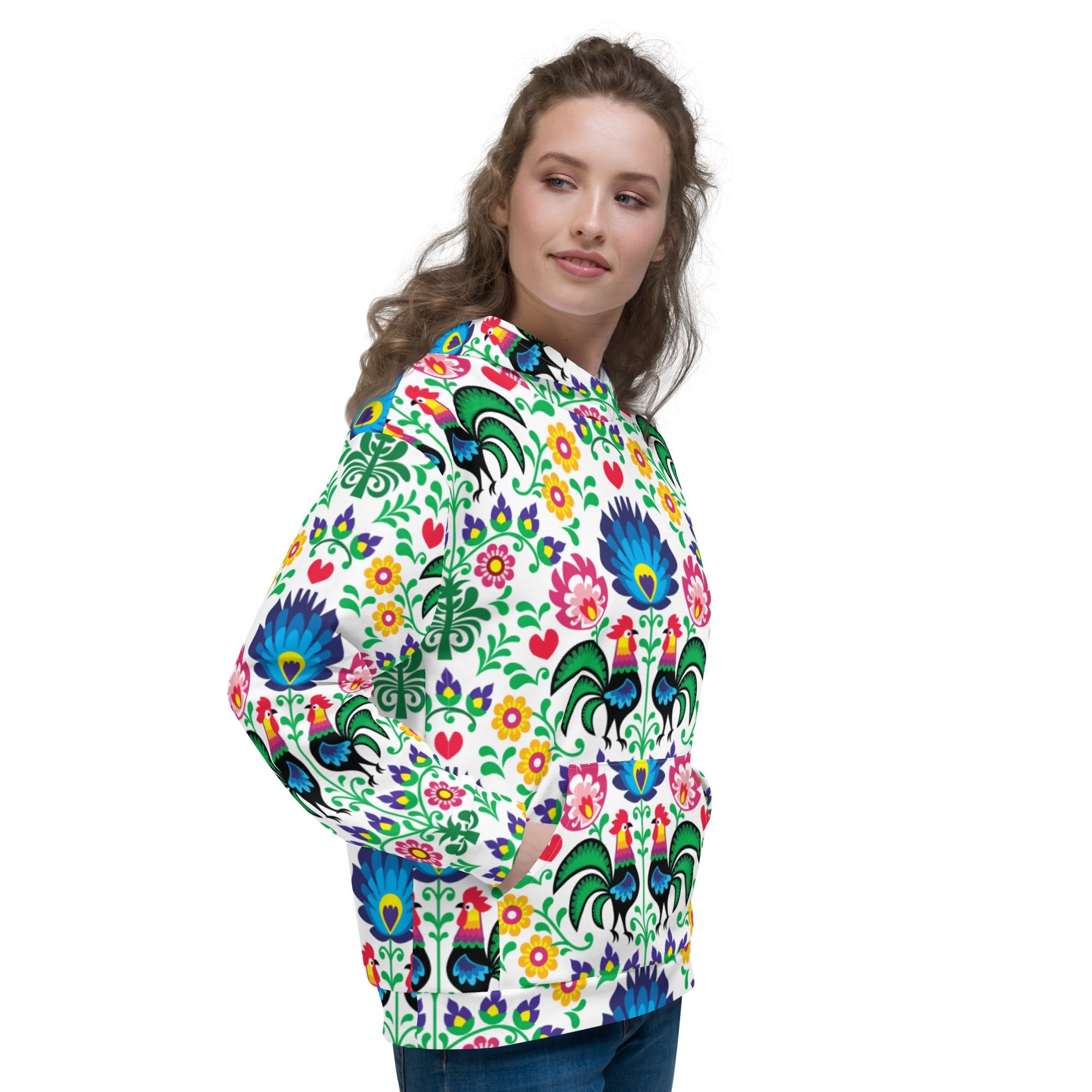 Wycinanki Rooster All Over Print Unisex Hoodie  Polish Shirt Store   