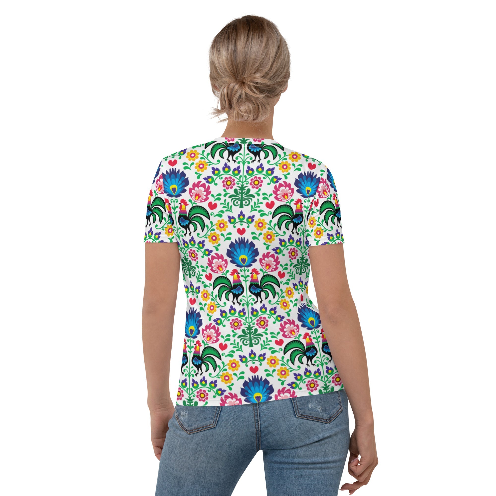 Wycinanki Rooster All Over Print Women's T-shirt  Polish Shirt Store   