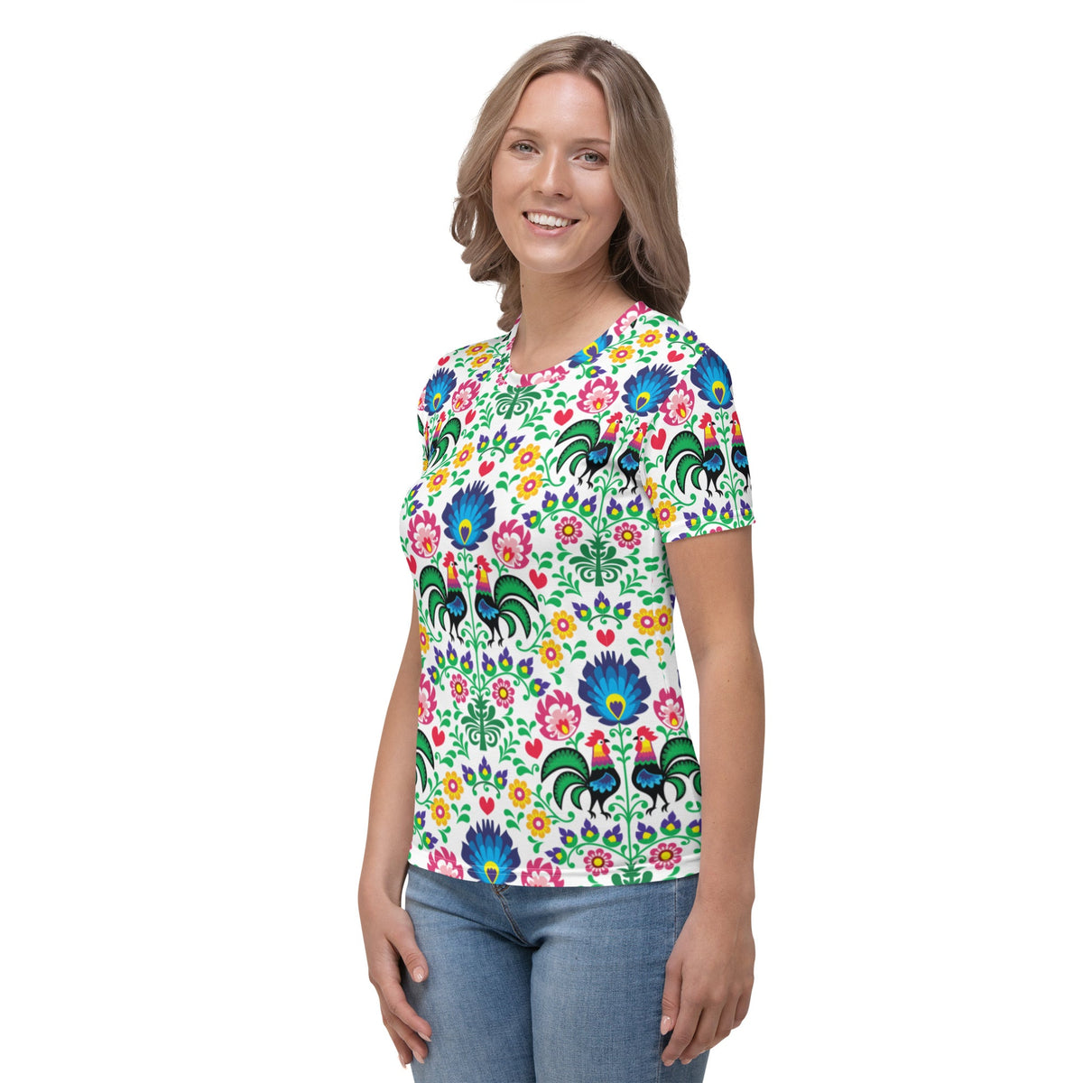 Wycinanki Rooster All Over Print Women's T-shirt  Polish Shirt Store   