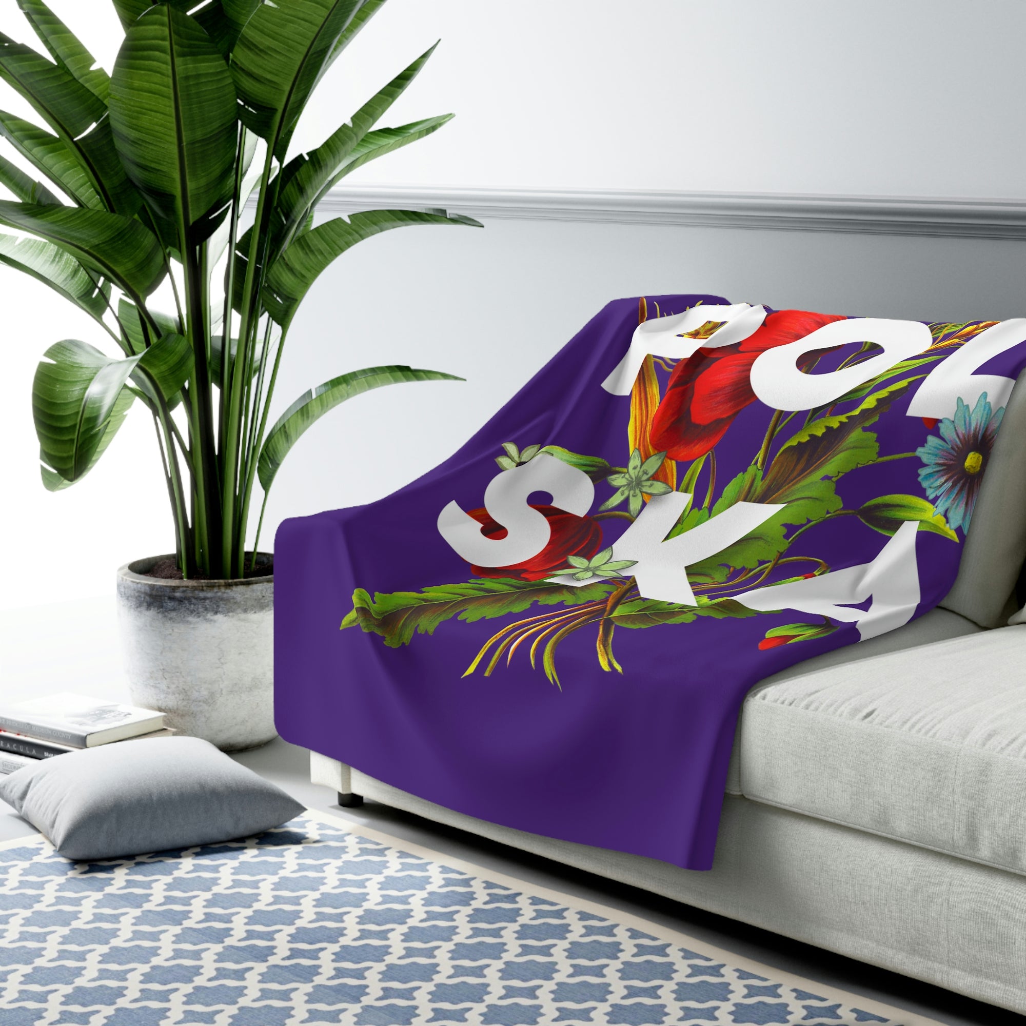 Polska Polish Floral Sherpa Fleece Blanket Home Decor Printify   