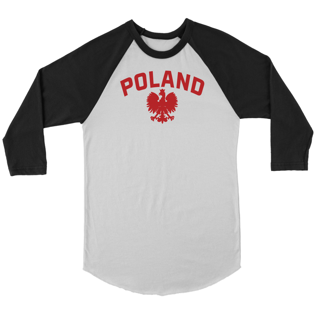 Poland Raglan Baseball Shirt T-shirt teelaunch Canvas Unisex 3/4 Raglan White/Black S