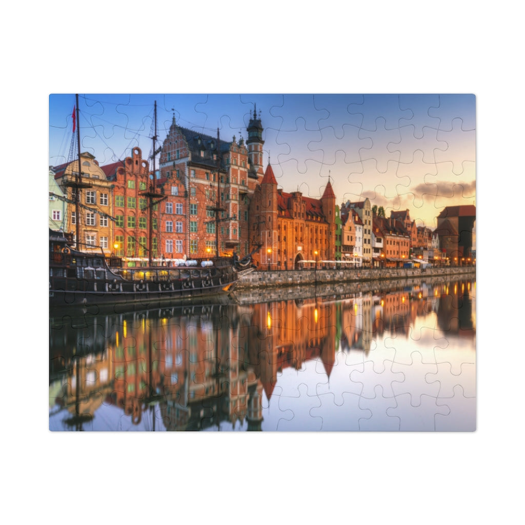 Gdansk Old Town With Motlawa River Jigsaw Puzzle Puzzle Printify 9.6" × 8" (110 pcs)  