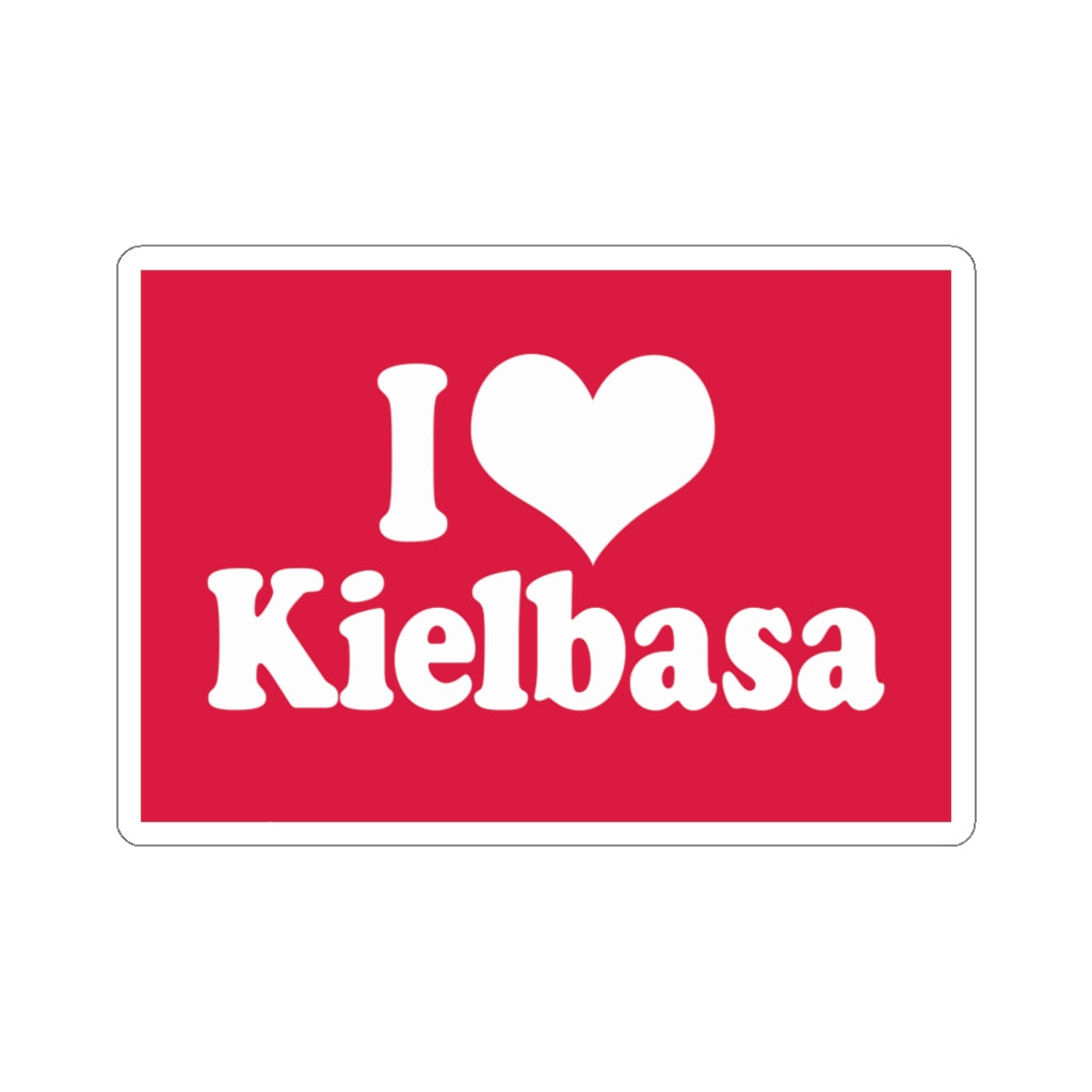 I Love Kielbasa Die-Cut Sticker Paper products Printify 3x3" White 