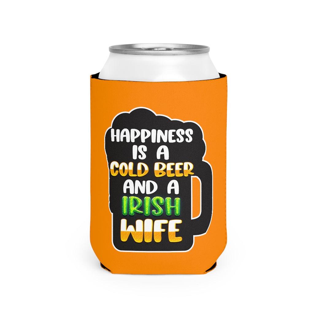 Cold Beer Irish Wife Orange Can Cooler Sleeve Accessories Printify White One size 