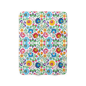 Polish Floral Pattern Sherpa Fleece Blanket - 50" × 60" - Polish Shirt Store