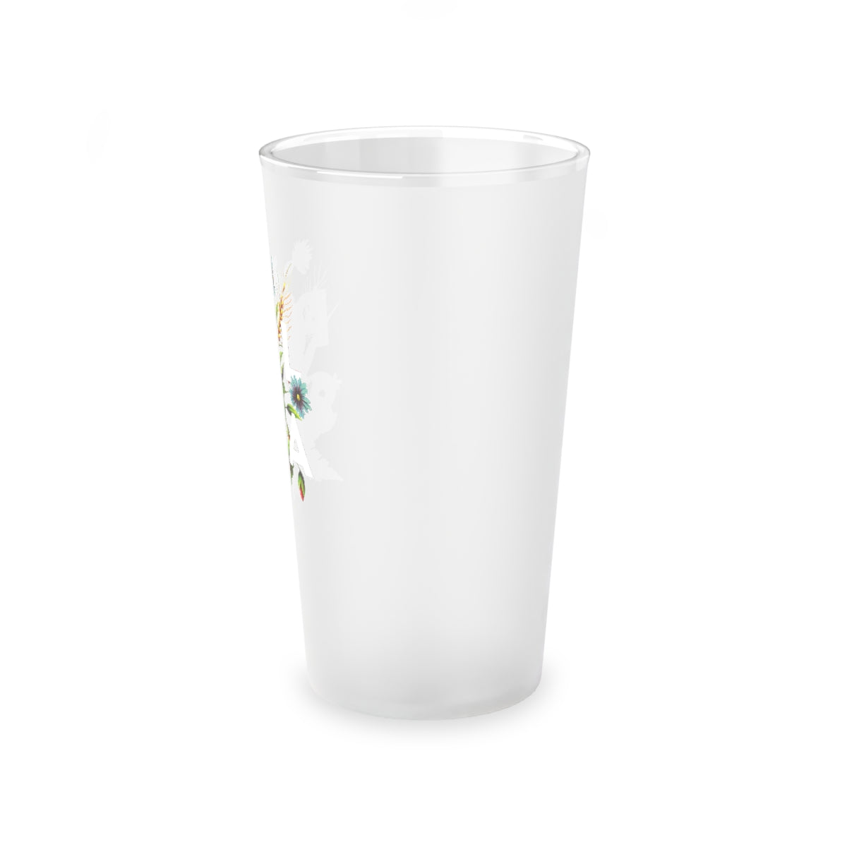 Polish Flowers Frosted Pint Glass, 16oz Mug Printify   
