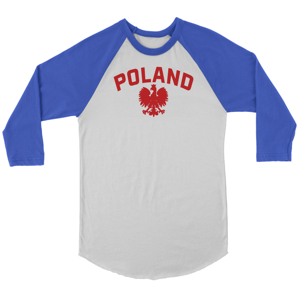 Poland Raglan Baseball Shirt T-shirt teelaunch Canvas Unisex 3/4 Raglan White/Royal S