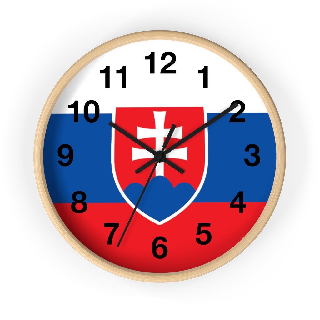 Slovakia Coat Of Arms Wall Clock Home Decor Printify 10 in Wooden Black