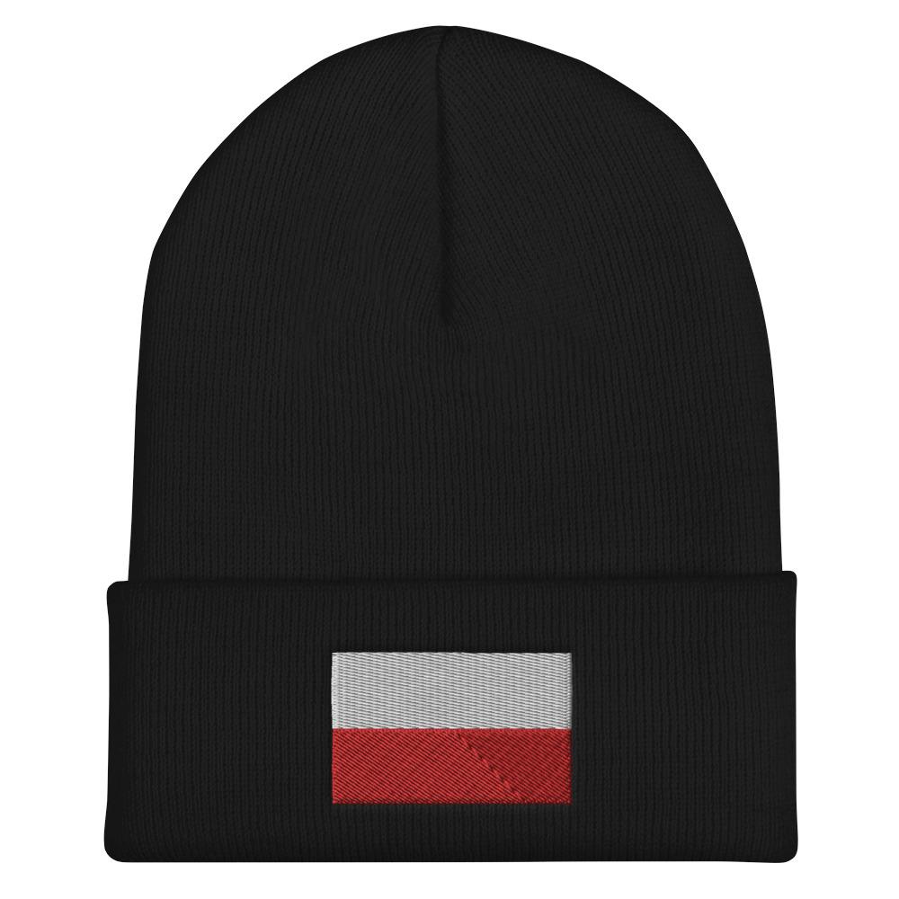 Polish Flag Cuffed Beanie  Polish Shirt Store Black  