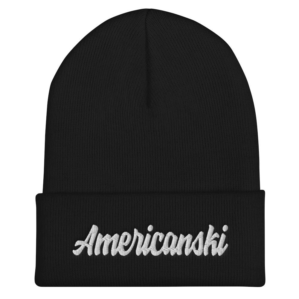 Americanski Cuffed Beanie  Polish Shirt Store Black  
