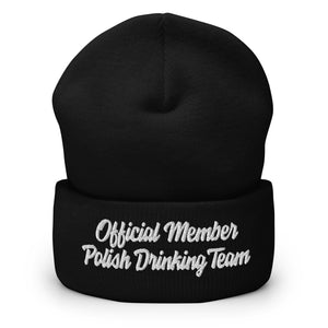 Official Member Polish Drinking Team Cuffed Beanie - Black - Polish Shirt Store