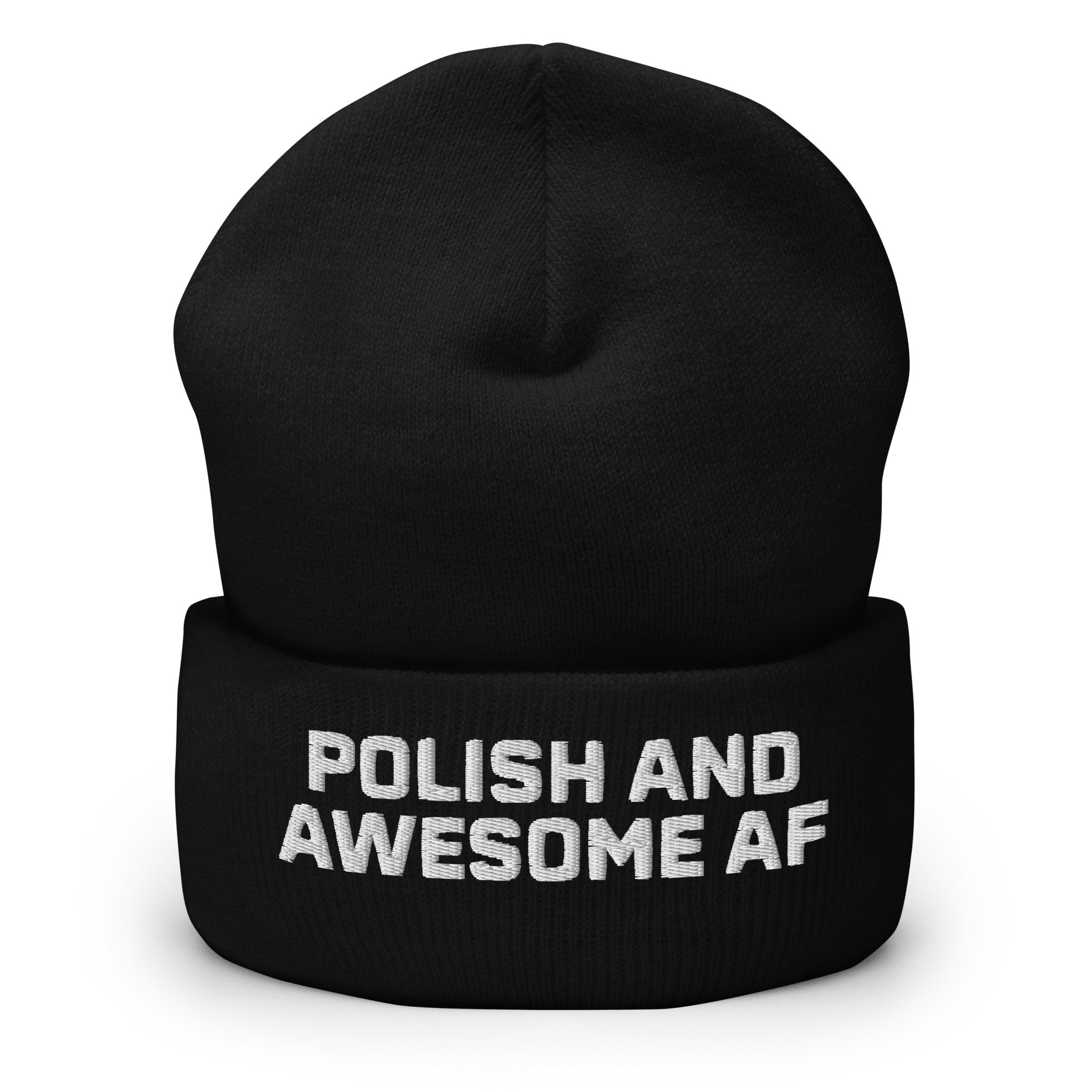 Polish And Awesome AF Cuffed Beanie  Polish Shirt Store Black  