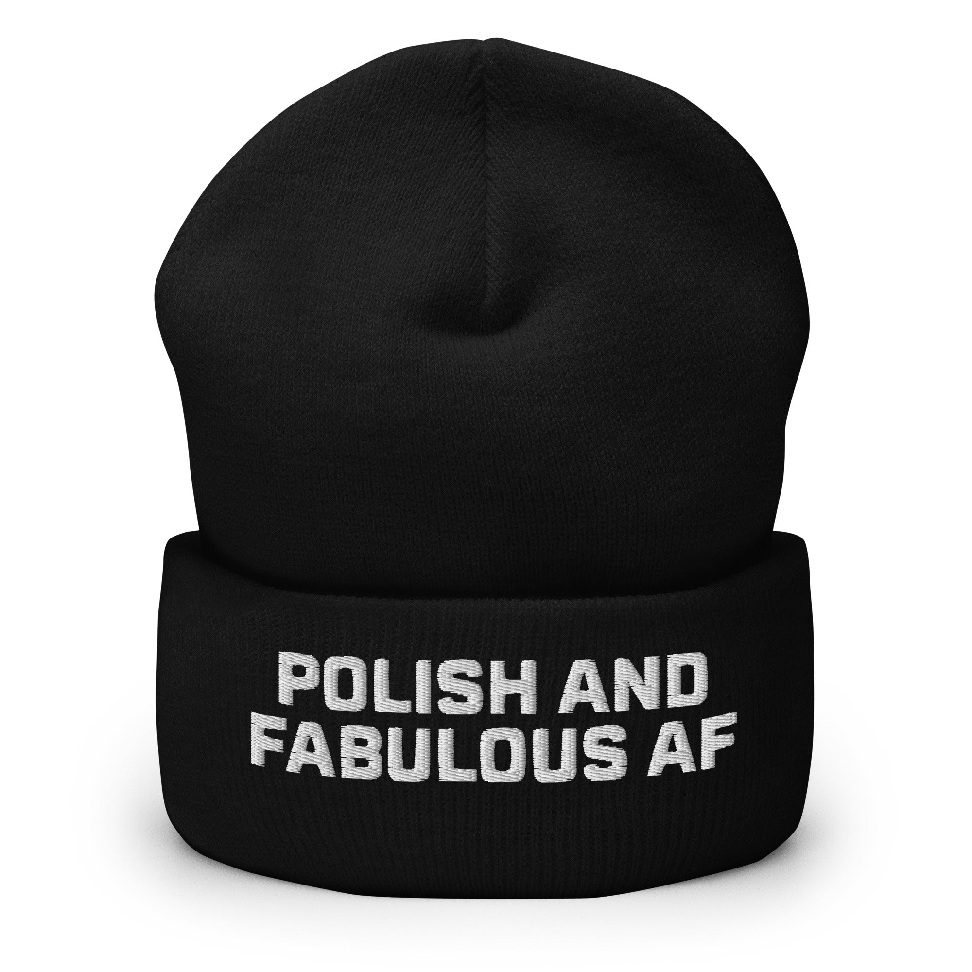 Polish And Fabulous AF Cuffed Beanie  Polish Shirt Store Black  