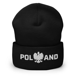 Poland With Polish Eagle Cuffed Beanie - Black - Polish Shirt Store