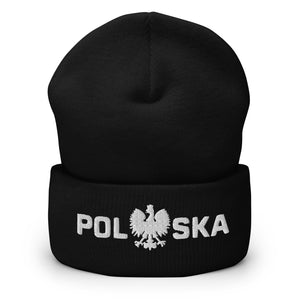 Polska Thick Lettering Cuffed Beanie - Black - Polish Shirt Store
