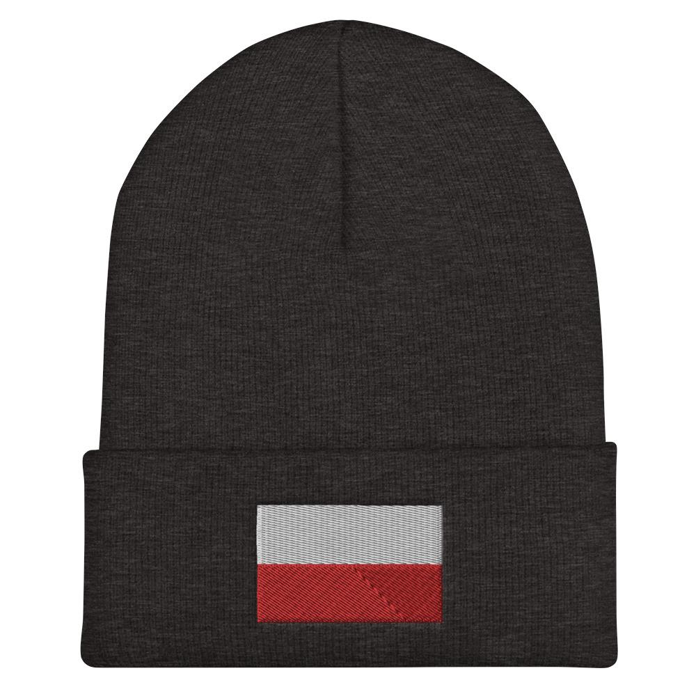 Polish Flag Cuffed Beanie  Polish Shirt Store Dark Grey  