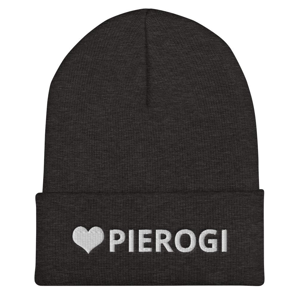 Love Pierogi Cuffed Beanie  Polish Shirt Store Dark Grey  