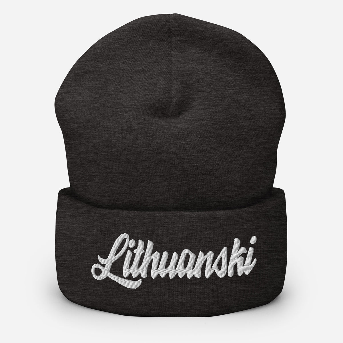 Lithuanski Cuffed Beanie  Polish Shirt Store Dark Grey  