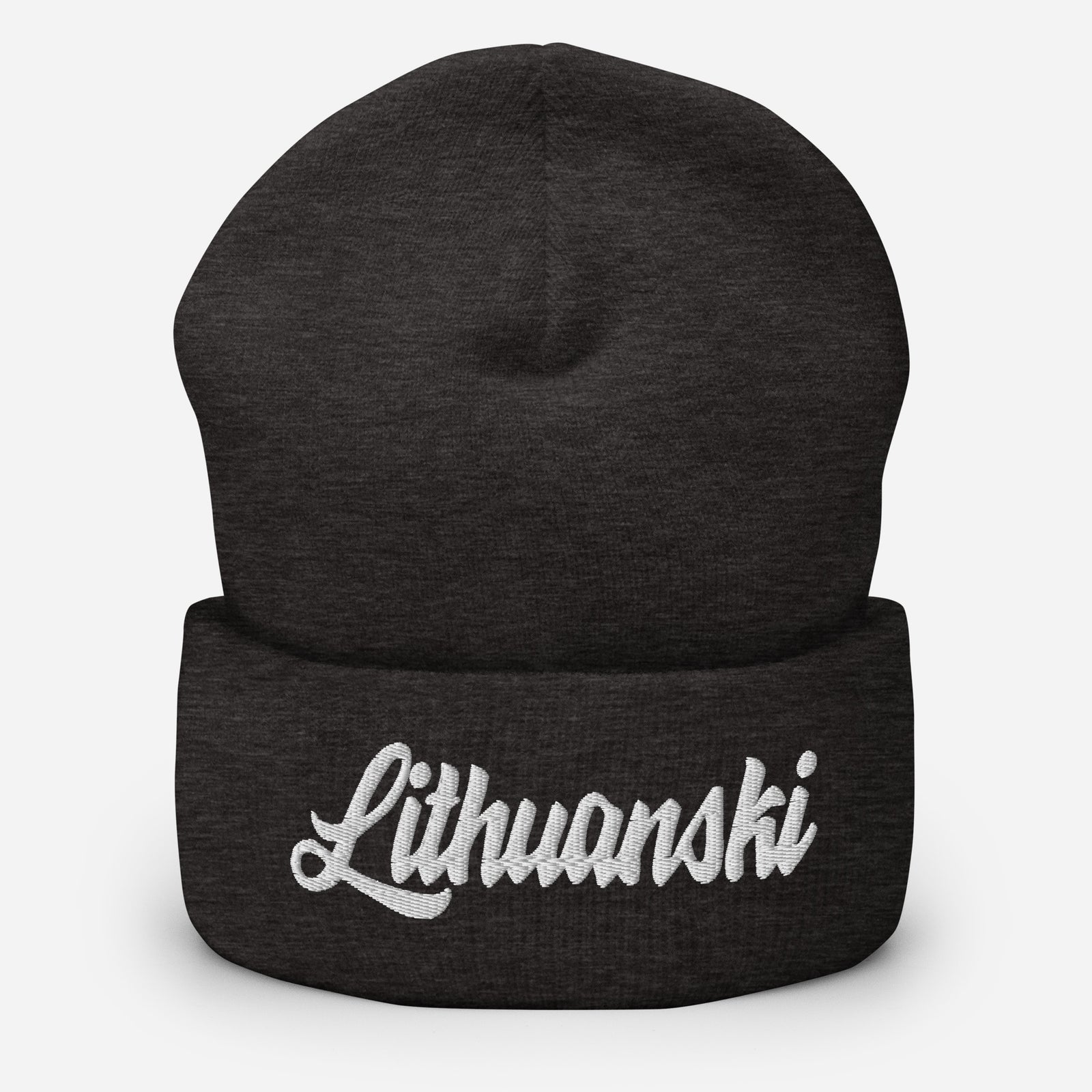 Lithuanski Cuffed Beanie  Polish Shirt Store Dark Grey  
