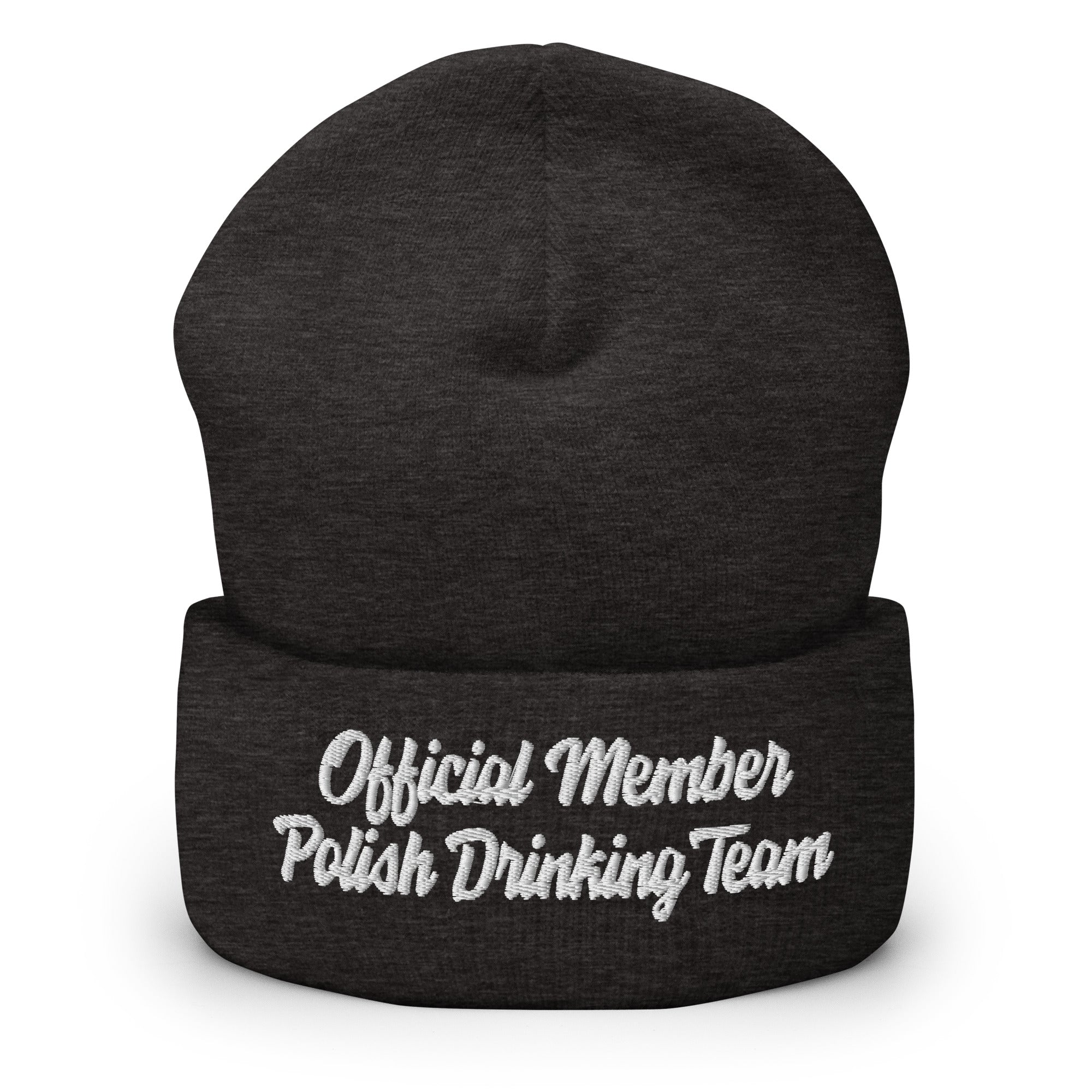 Official Member Polish Drinking Team Cuffed Beanie  Polish Shirt Store Dark Grey  