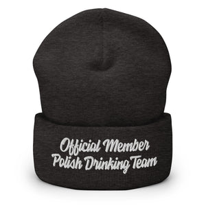 Official Member Polish Drinking Team Cuffed Beanie - Dark Grey - Polish Shirt Store