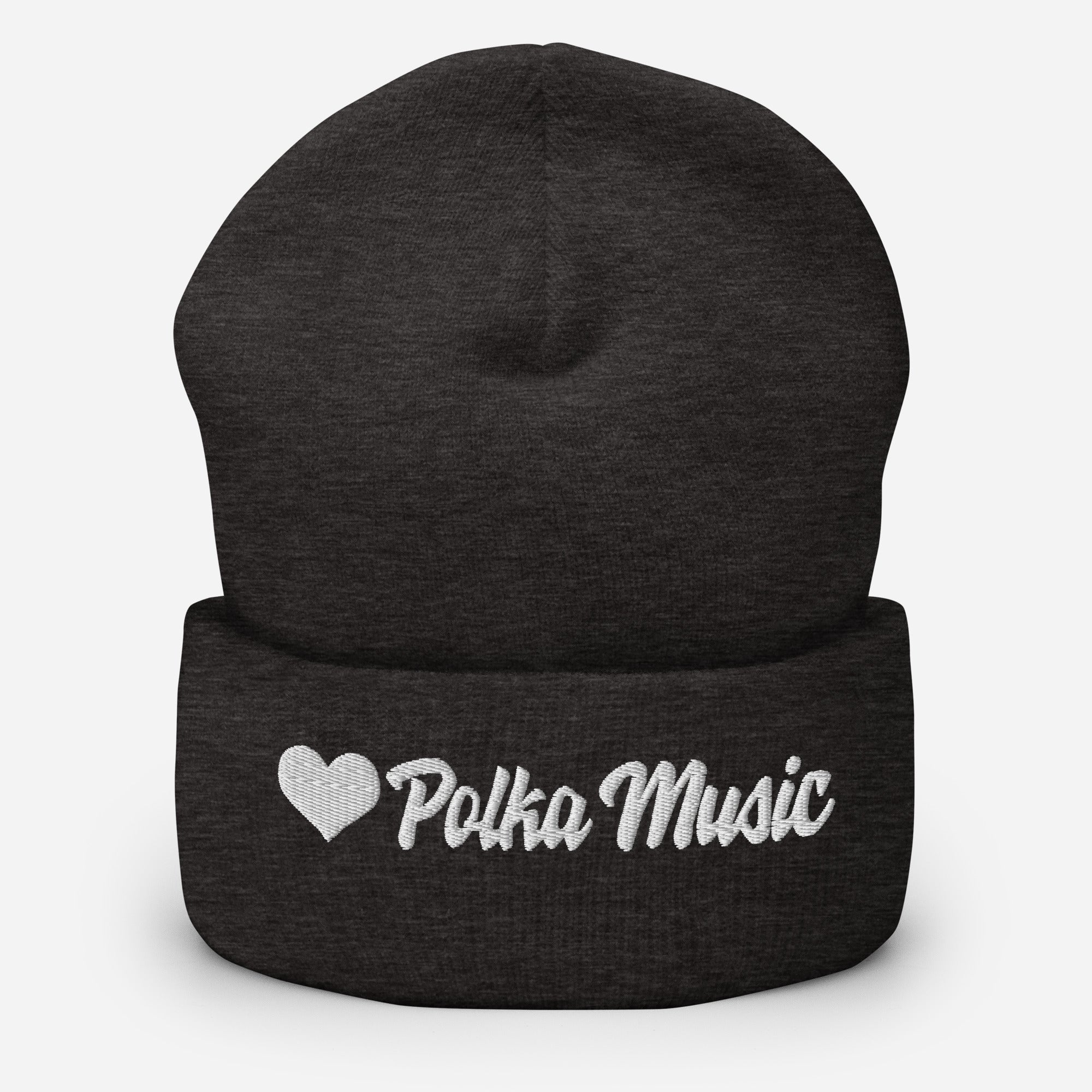Love Polka Music Cuffed Beanie  Polish Shirt Store Dark Grey  