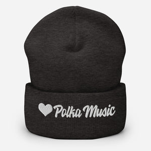 Love Polka Music Cuffed Beanie - Dark Grey - Polish Shirt Store