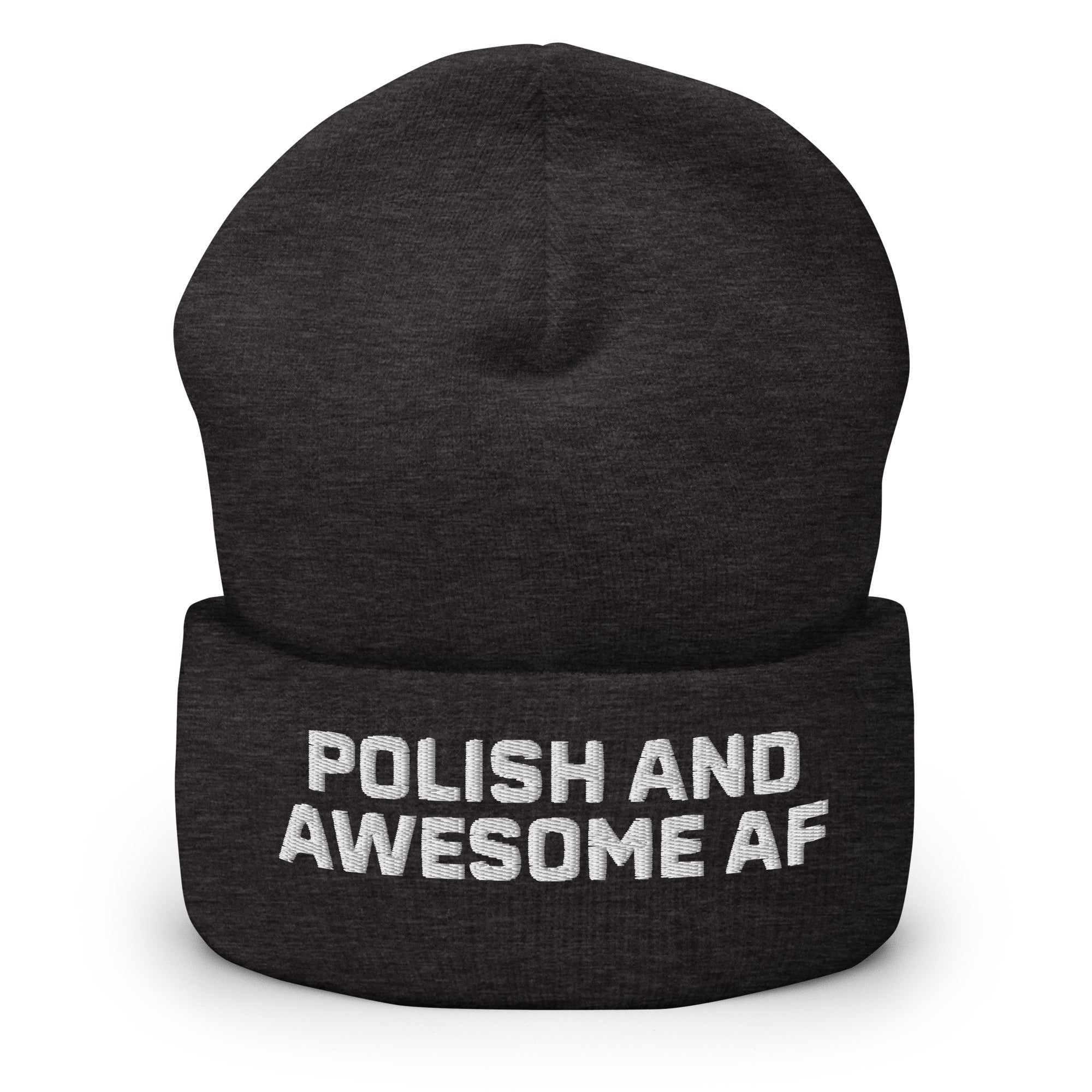 Polish And Awesome AF Cuffed Beanie  Polish Shirt Store Dark Grey  