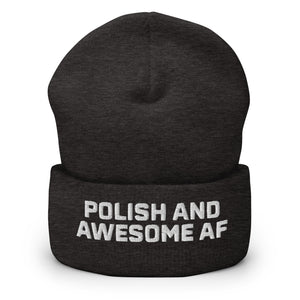 Polish And Awesome AF Cuffed Beanie - Dark Grey - Polish Shirt Store