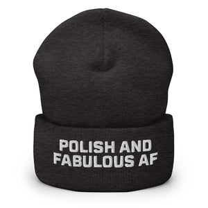 Polish And Fabulous AF Cuffed Beanie - Dark Grey - Polish Shirt Store