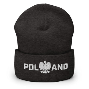 Poland With Polish Eagle Cuffed Beanie - Dark Grey - Polish Shirt Store