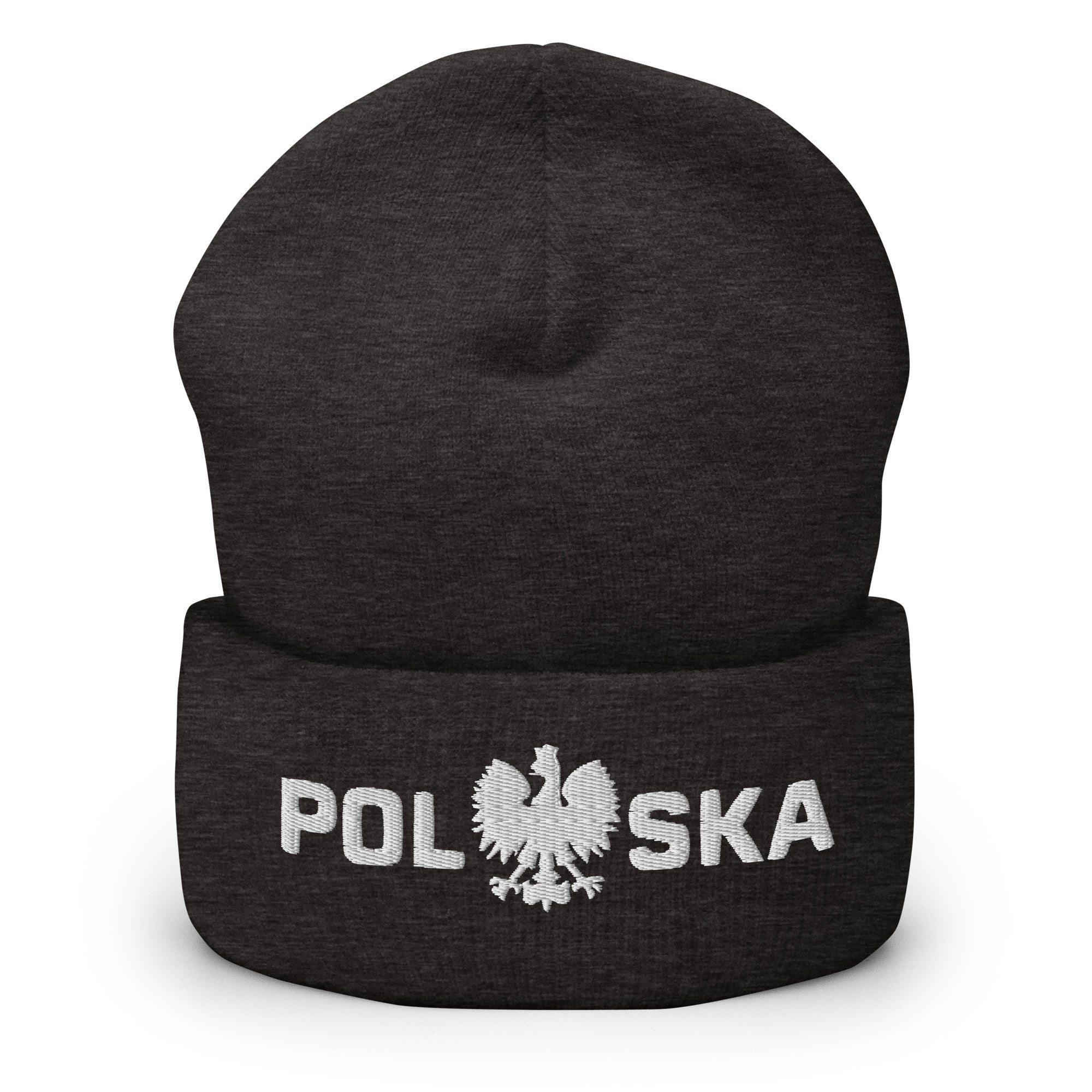 Polska Thick Lettering Cuffed Beanie  Polish Shirt Store Dark Grey  