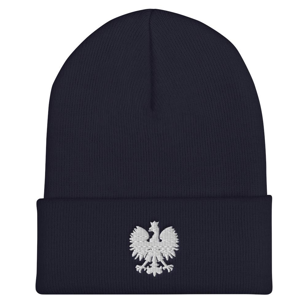 Polish Eagle Cuffed Beanie  Polish Shirt Store Navy  