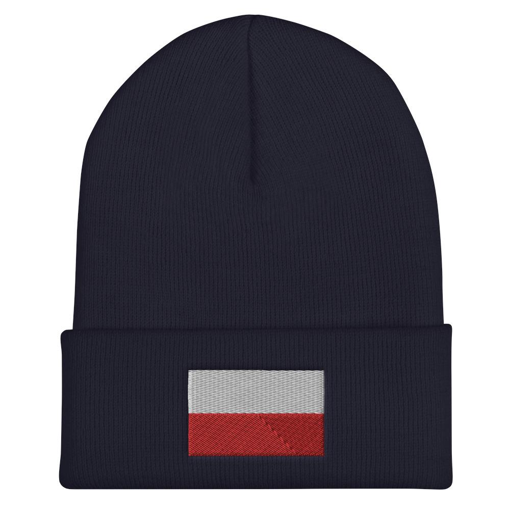 Polish Flag Cuffed Beanie  Polish Shirt Store Navy  
