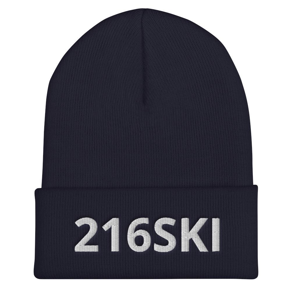 216SKI Cleveland Ohio Cuffed Beanie  Polish Shirt Store Navy  