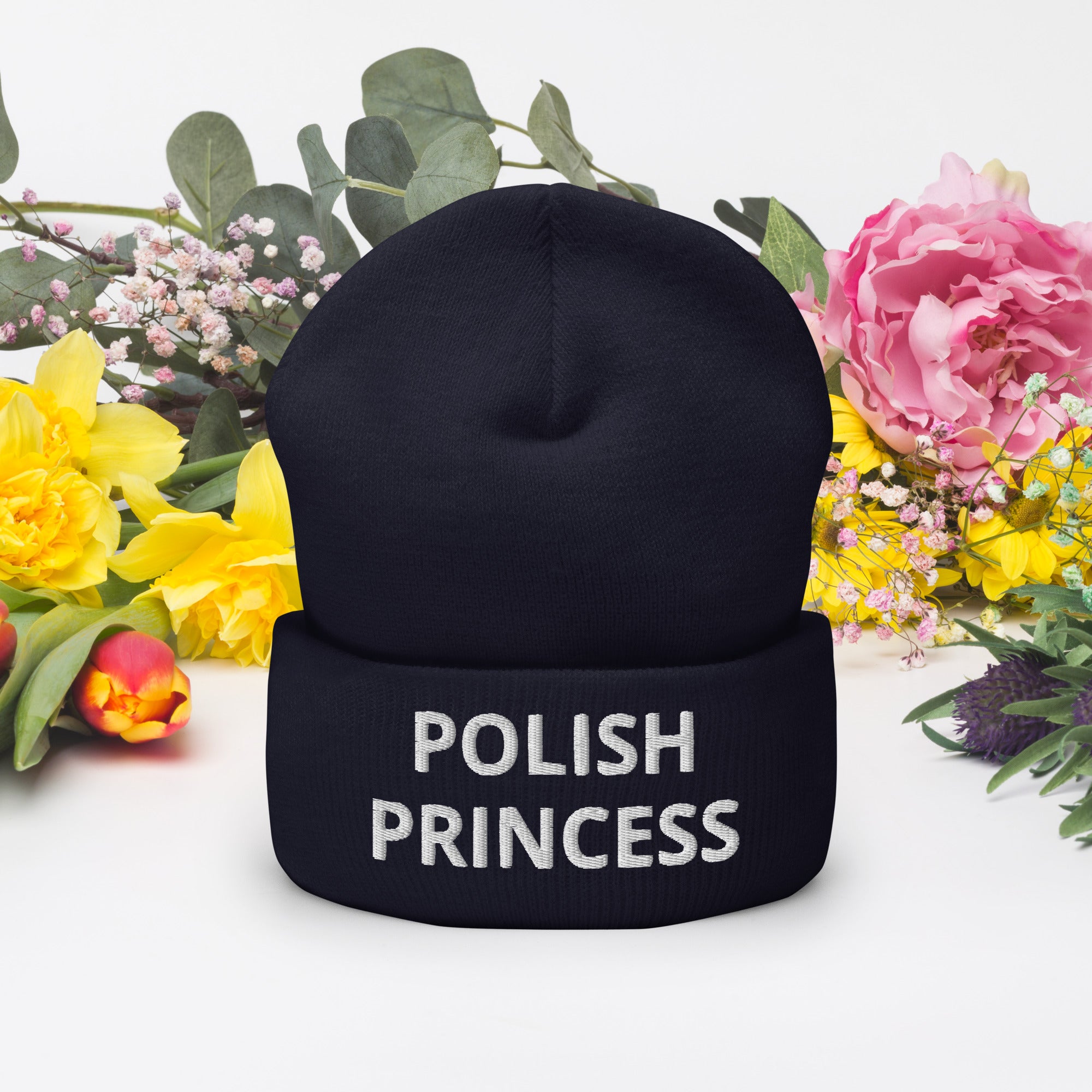 Polish Princess Cuffed Beanie  Polish Shirt Store Navy  