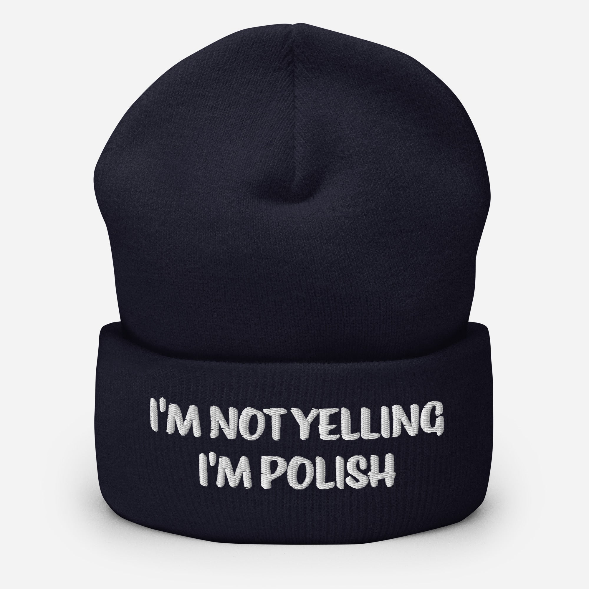 I'm Not Yelling I'm Polish Cuffed Beanie  Polish Shirt Store Navy  