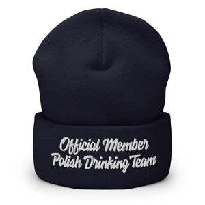 Official Member Polish Drinking Team Cuffed Beanie - Navy - Polish Shirt Store