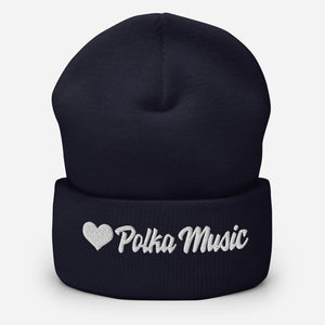 Love Polka Music Cuffed Beanie - Navy - Polish Shirt Store